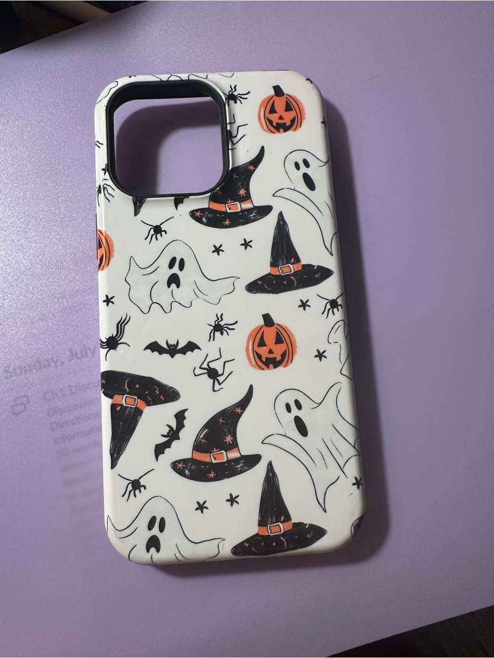 Halloween Ghost & Witch Hat Phone Case - White, Black & Orange